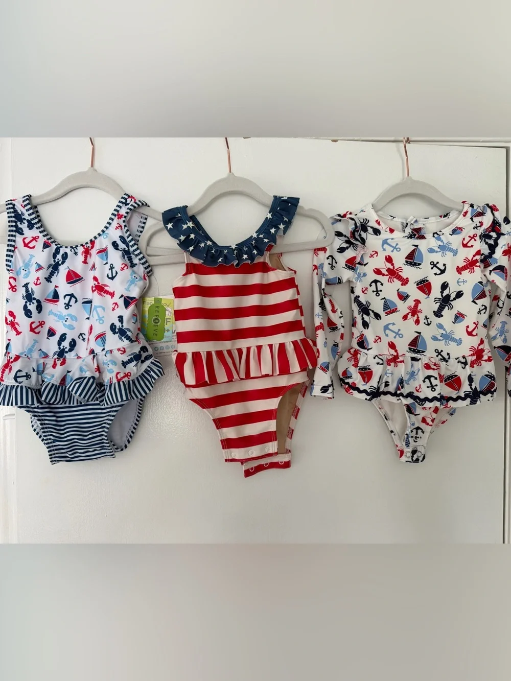 Baby girl Patriotic Red, white and blue swim bundle size 6-12m